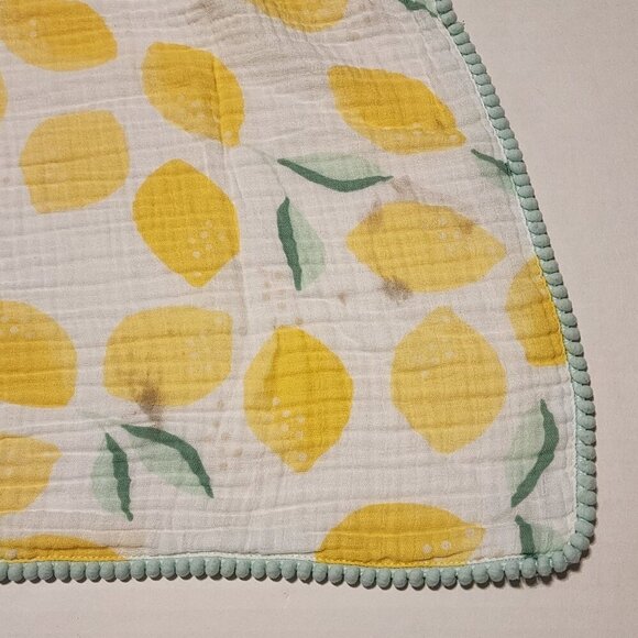 Cloud Island muslin swaddle blanket bundle of 2 Lemons with pompoms Mint green - Picture 9 of 11